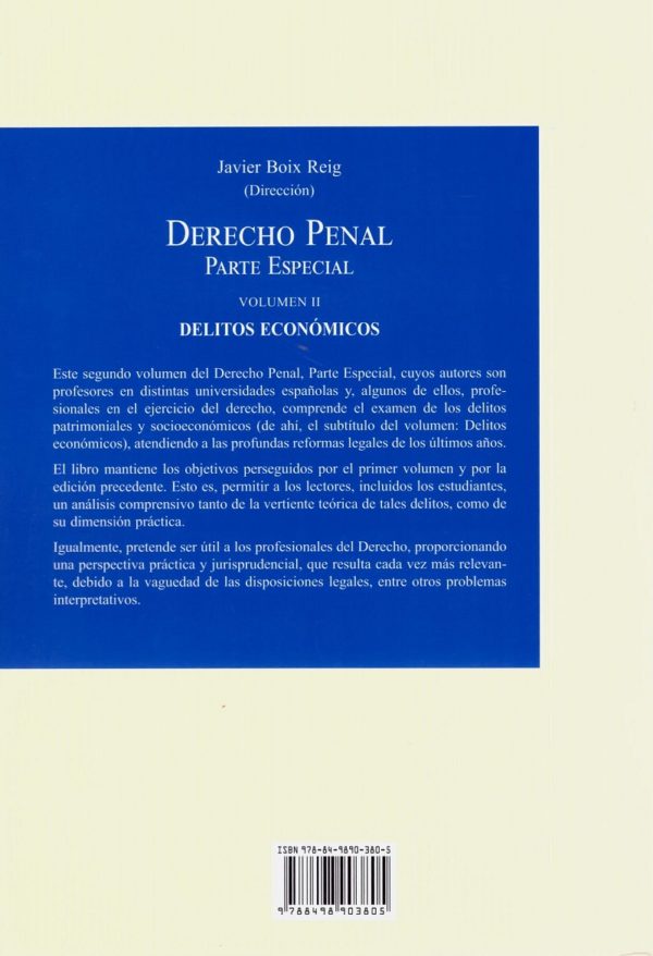 Derecho Penal. Parte especial. Volumen II 2020. Delitos económicos-44368