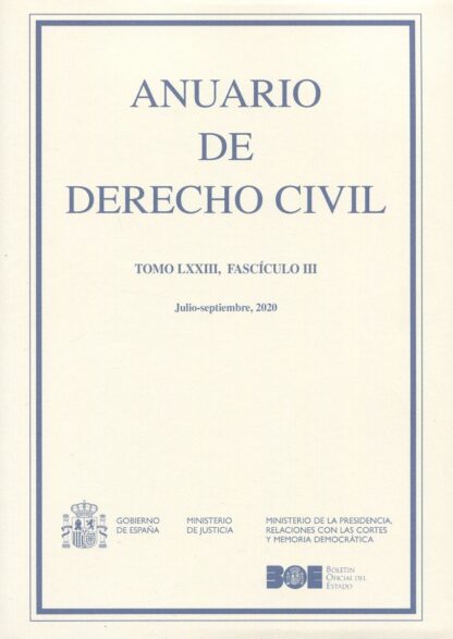 Anuario de Derecho Civil Tomo LXIII/ III, Julio-septiembre MMXX
