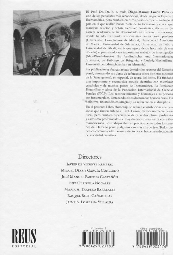 Libro homenaje al Profesor Diego Manuel Luzón Peña con motivo de su 70º aniversario 2 Volúmenes-56680