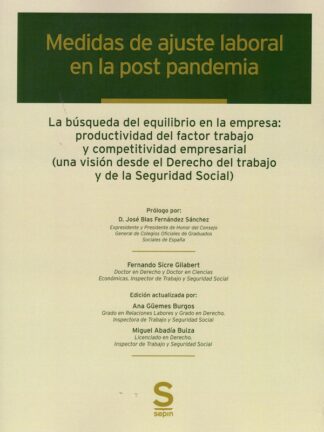 Medidas de ajuste laboral en la post pandemia. La búsqueda del equilibrio en la empresa: productividad del factor trabajo y competitividad empresarial (una visión desde el Derecho del trabajo y de la Seguridad Social)
