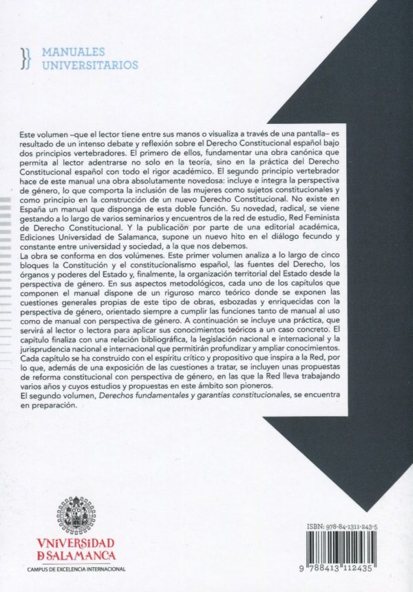Manual de Derecho Constitucional Español con perspectiva de género. Vol I: Constitución, órganos, fuentes y organización territorial del Estado-56163