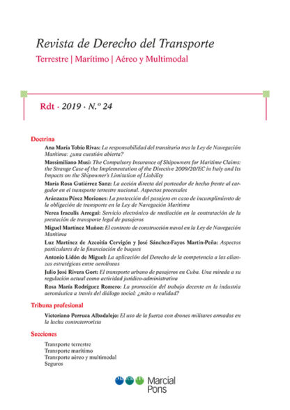 Revista de derecho del transporte, nº 26, año 2020 Terrestre. Marítimo. Aereo y Multimodal