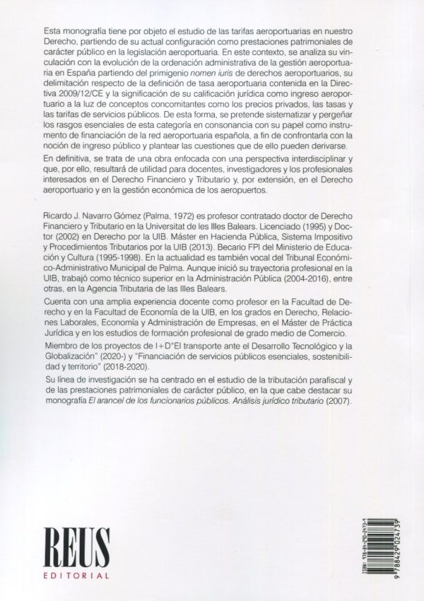 Tarifas como instrumentos de financiación de los servicios aeroportuarios en el derecho español -60416