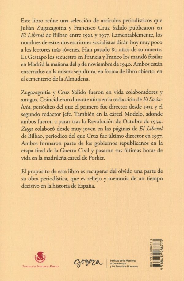Julián Zugazagoitia - Francisco Cruz Salido Semblanzas, reseñas y crónicas. Publicadas en el Liberal de Bilbao (1922-1937)-60435