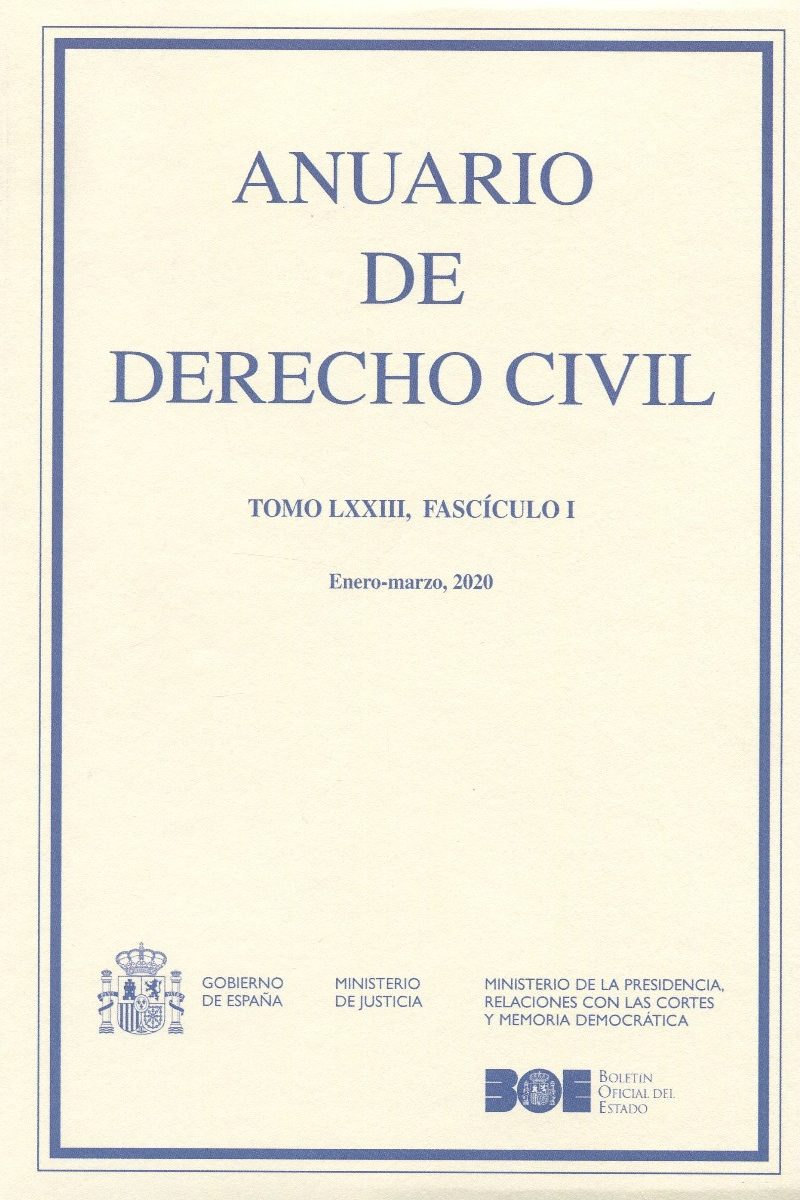 Anuario de Derecho Civil, 73/1. Enero -Marzo 2020 -0