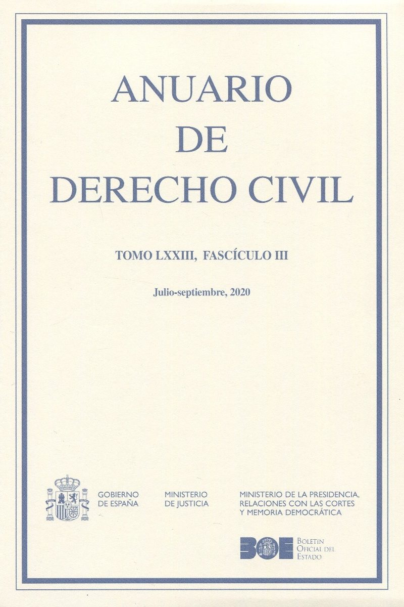 Anuario de Derecho Civil, 73/3. Julio-septiembre 2020 -0