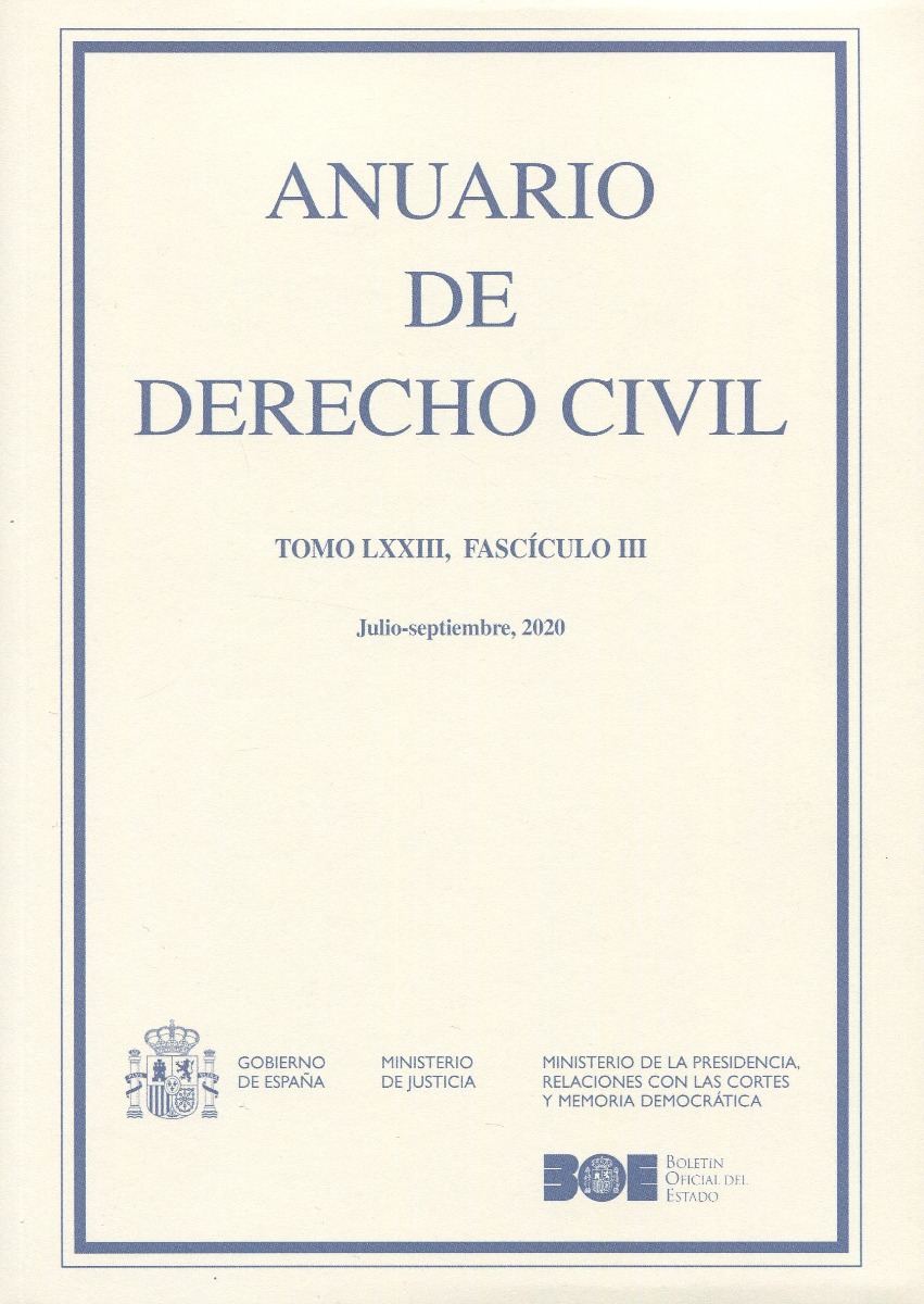 Anuario de Derecho Civil, 73/3. Julio-septiembre 2020 -0