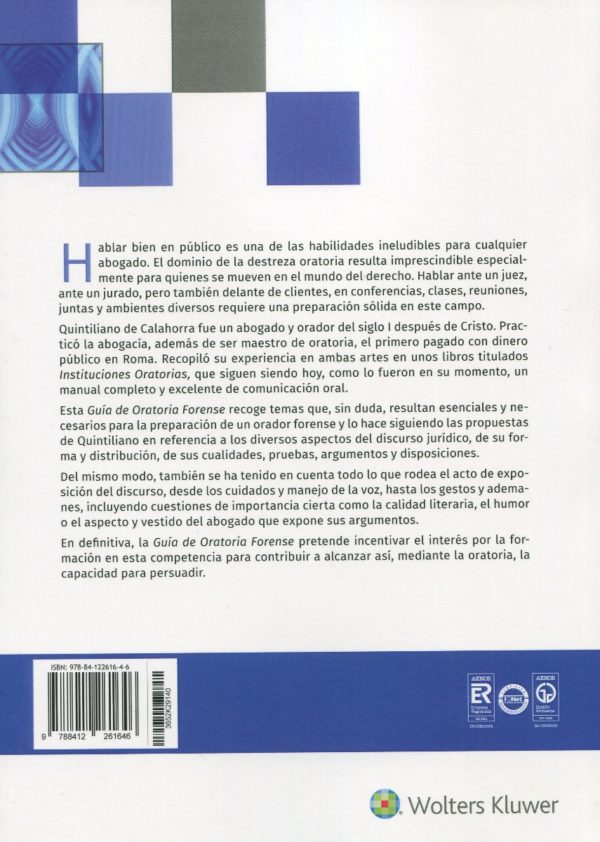 Guía de oratoria forense. A partir de las "Instituciones oratorias" de Quintiliano de Calahora -61151