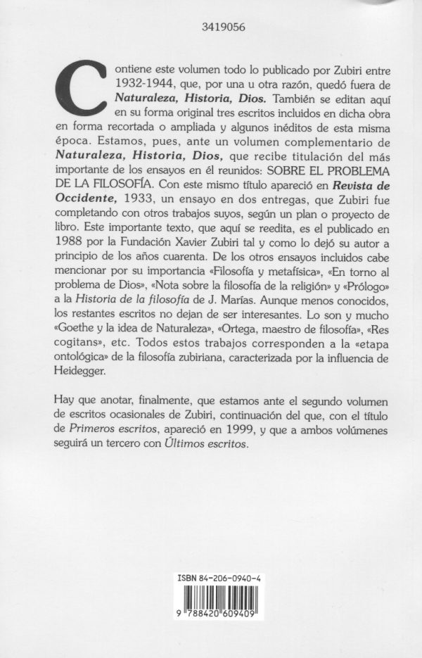 Sobre el problema de la filosofía y otros escritos (1932-1944) -62434