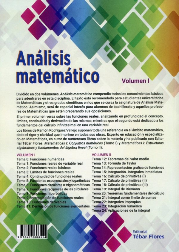 Análisis matemático. Volumen I. Funciones reales: Conceptos, límites, continuidad y deriva-62582