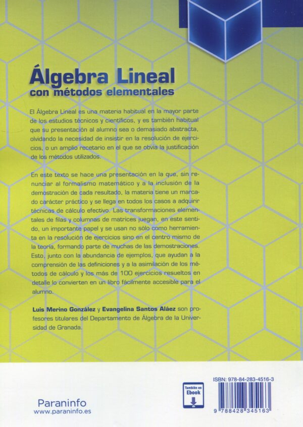 Álgebra lineal con métodos elementales 9788428345163