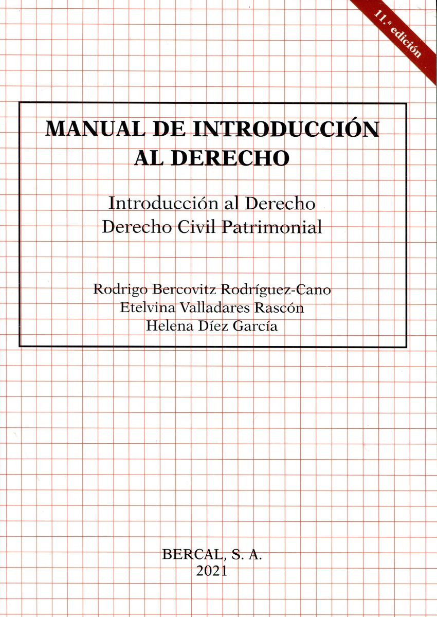 Manual de Introducción al Derecho. Introducción al Derecho. Derecho Civil Patrimonial - 2021 - Bercovitz-0