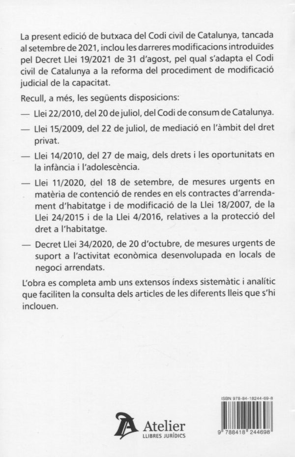 Codi civil de Catalunya 2021. Codi de consum. Mediació. Arrendaments urbans-68541
