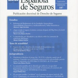 Revista Española de Seguros, Nº 187 Julio-Septiembre 2021.