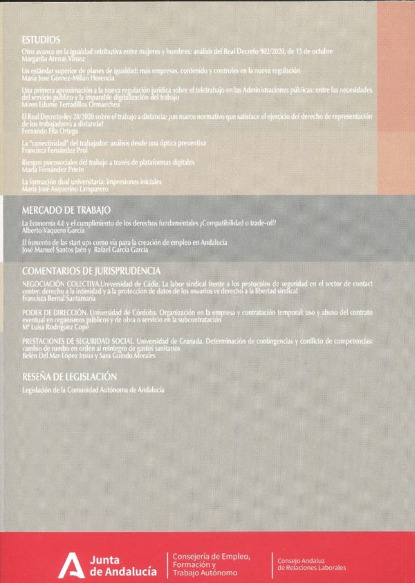 Temas Laborales. Revista Andaluza de Trabajo y Bienestar Social. Nº 156/2021-71003