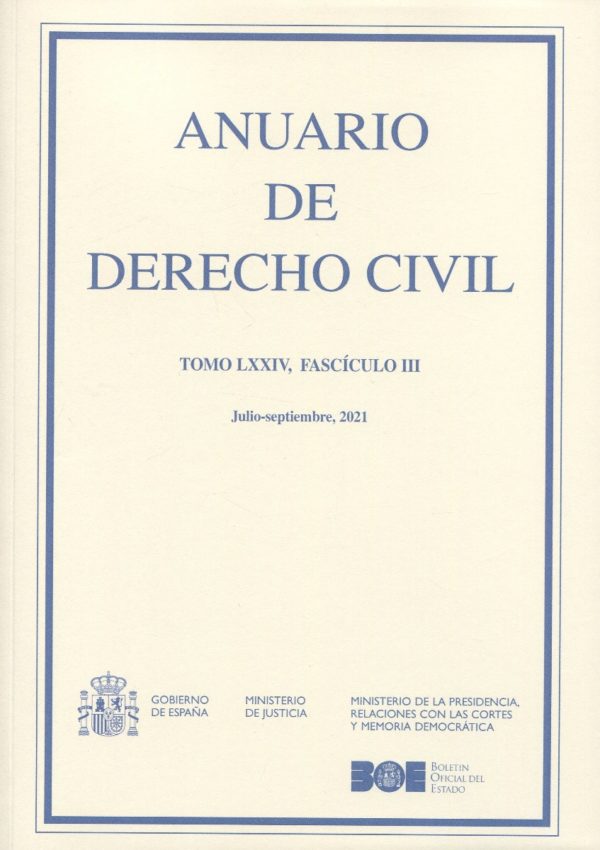 Anuario de Derecho Civil, 74/3. Junio-septiembre 2021 -0