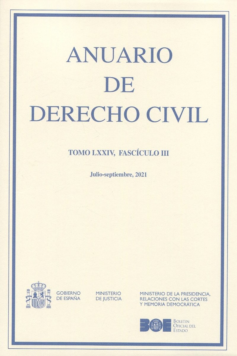 Anuario de Derecho Civil, 74/3. Junio-septiembre 2021 -0
