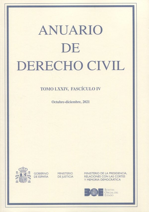 Anuario de Derecho Civil, 74/4. Octubre-diciembre 2021 -0