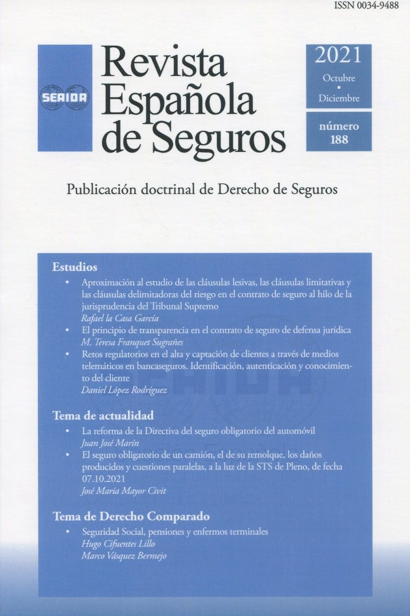 Revista Española de Seguros Nº 188 Octubre-Noviembre 2021 -0