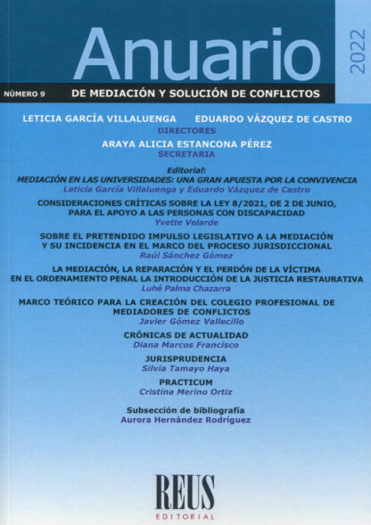 Anuario de mediación y solución de conflictos Nº 9 / 2022