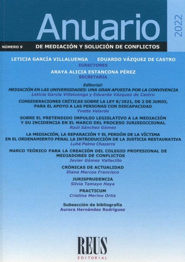 Anuario de mediación y solución de conflictos Nº 9 / 2022 -0