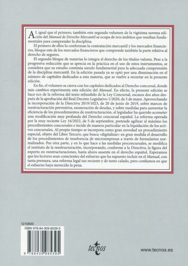 Manual Derecho Mercantil 9788430985395