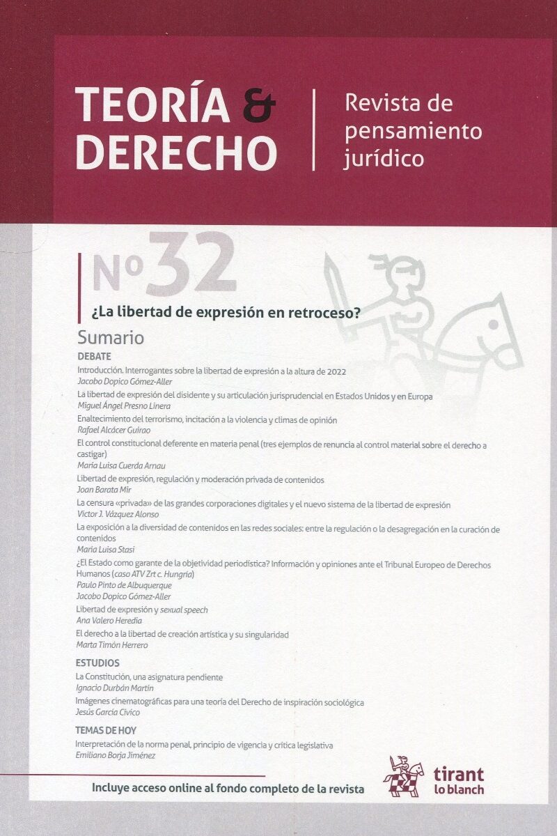 Teoría & Derecho. Revista de Pensamiento Jurídico 32/2022. ¿La libertad de expresión en retroceso)-0