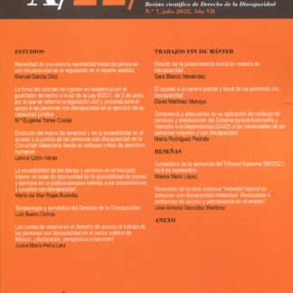Anales de derecho y discapacidad Nº 7, julio 2022 Revista científica de derecho de la discapacidad