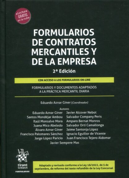 Formularios de contratos mercantiles y de la empresa. Con acceso a los formularios on-line