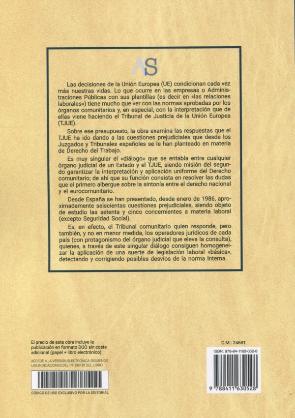 Respuestas laborales del TJUE a tribunales españoles 9788411630528