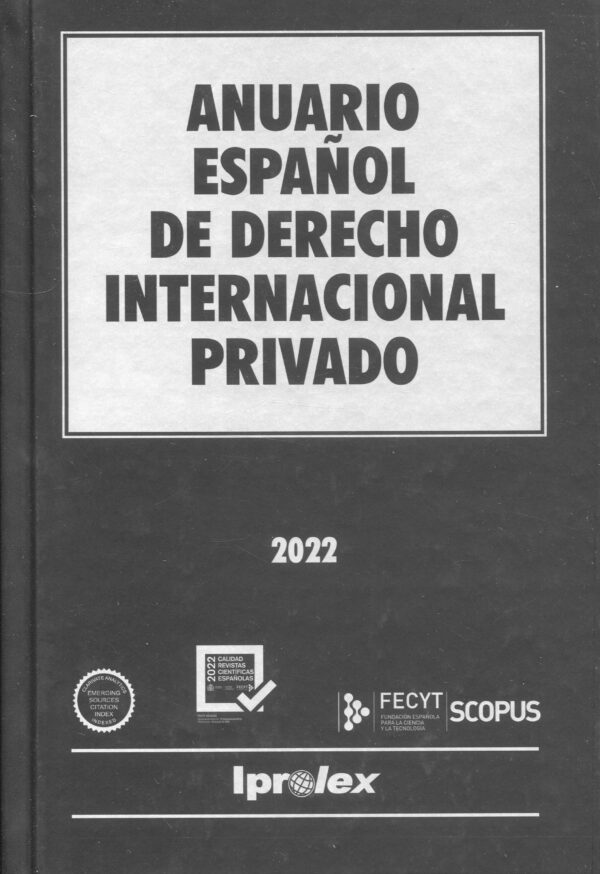 Anuario Español de Derecho Internacional Privado 2022 9772215783138
