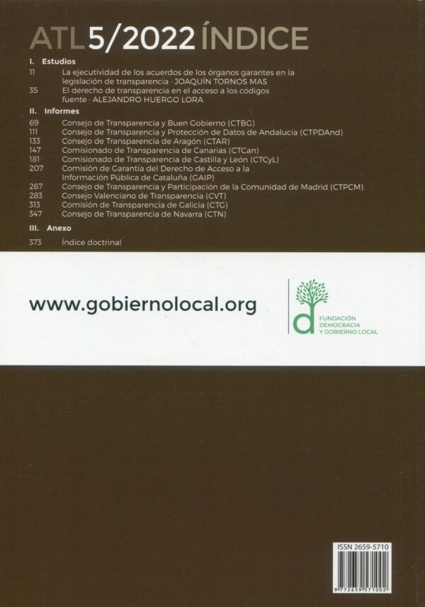 Anuario de transparencia local 05/2022 9772226595710