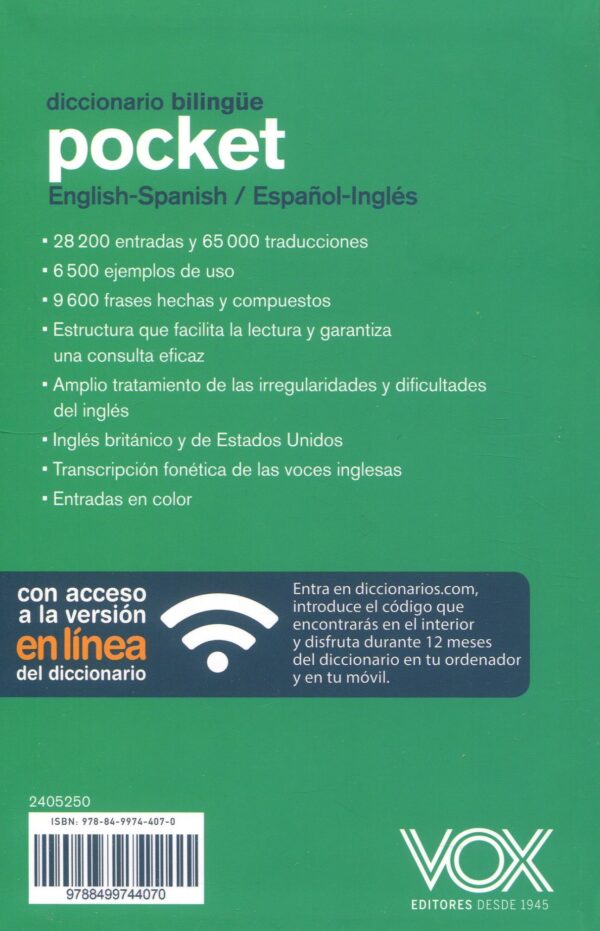 Diccionario Pocket English-Spanish  Español-Inglés 9788499744070