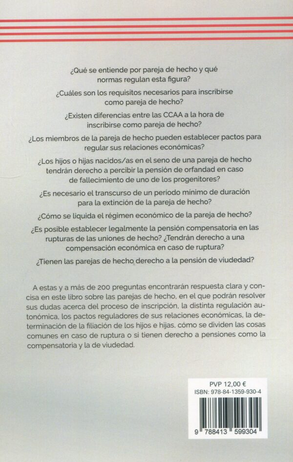 Más de 200 preguntas y respuestas sobre parejas de hecho 9788413599304