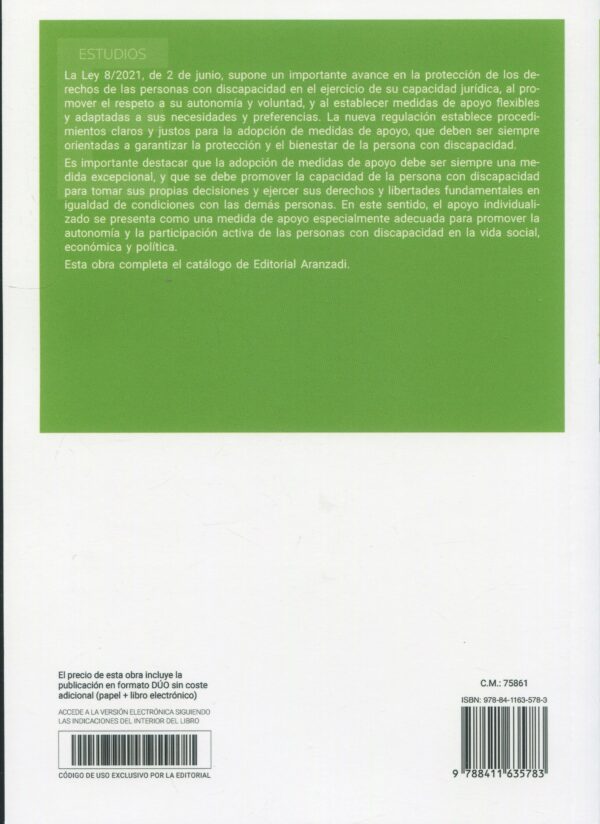 La capacidad jurídica de las personas con discapacidad medidas de origen legal y judicial 9788411635783