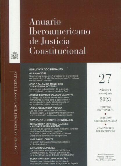 Anuario iberoamericano de justicia constitucional Nº 27 (1). Enero/junio 2023