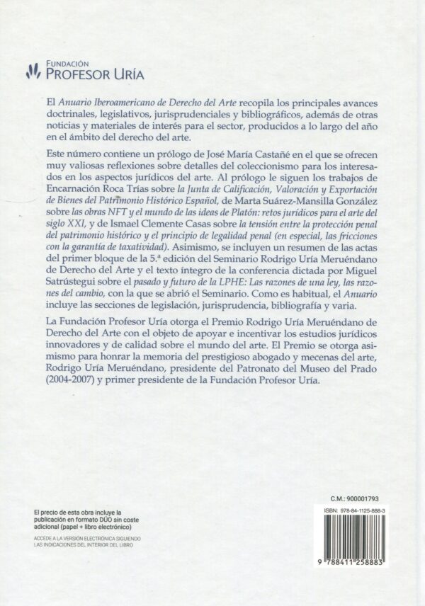 Anuario iberoamericano de derecho del arte 2022 9788411258883