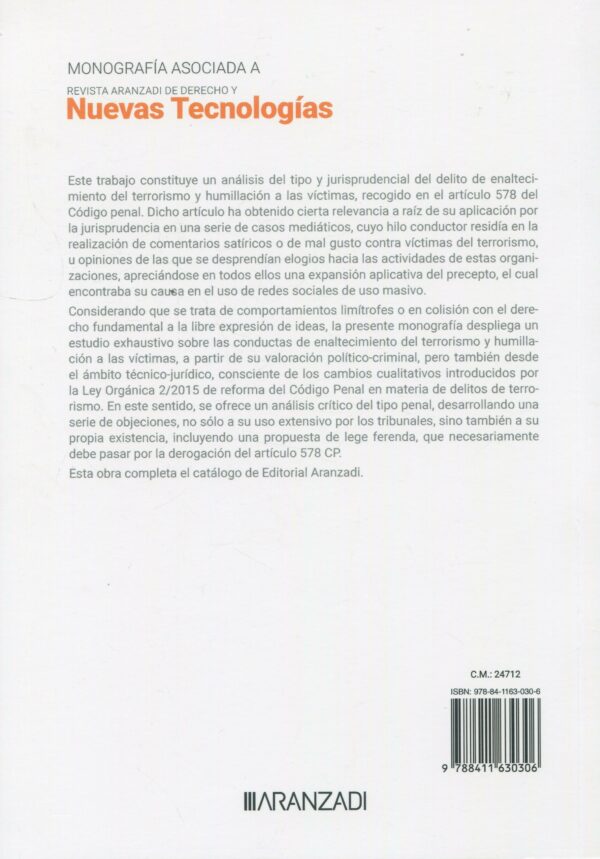 Delito de enaltecimiento del terrorismo y humillación a las víctimas 9788411630306