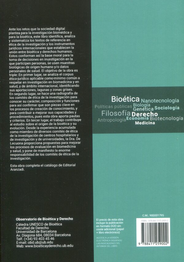 Análisis ético-jurídico de la regulación internacional sobre investigación biomédica 9788411259002