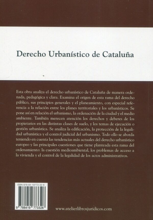 Derecho Urbanístico de Cataluña 9788419773326