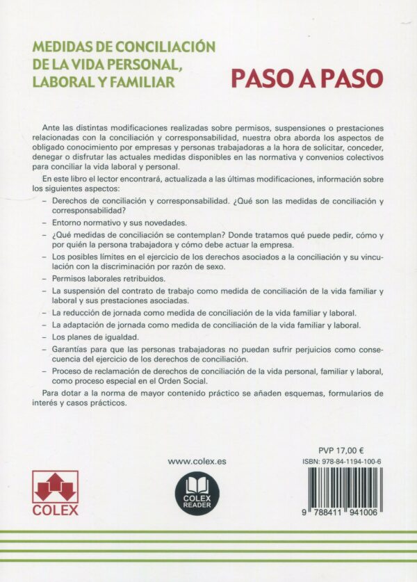 Medidas de conciliación de la vida personal, laboral y familiar 9788411941006