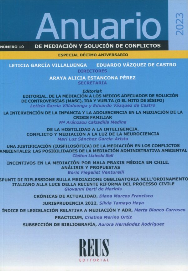 Anuario de mediación y solución de conflictos Nº 10 2023 Especial décimo aniversario