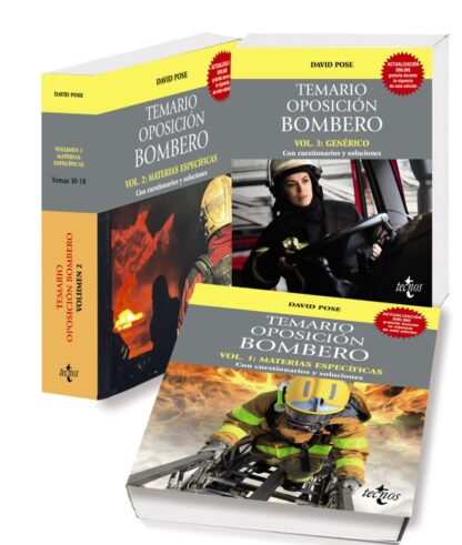 Pack Temario Oposición Bombero 3 volúmenes. Temario con cuestionarios y soluciones