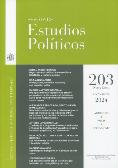 Revista de Estudios Políticos Nº 203. Enero/Marzo 2024