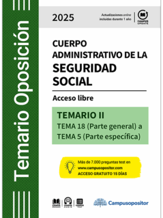 Cuerpo administrativo de la seguridad social, Tomo II. Acceso libre - tema 18 (parte general) a tema 5 (parte específica)