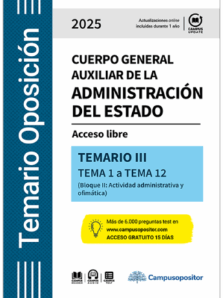 Cuerpo general auxiliar de la Administración del Estado.2025.Tomo III Acceso libre