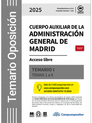 Cuerpo auxiliar de la Administración general de Madrid. 2025. TOMO I